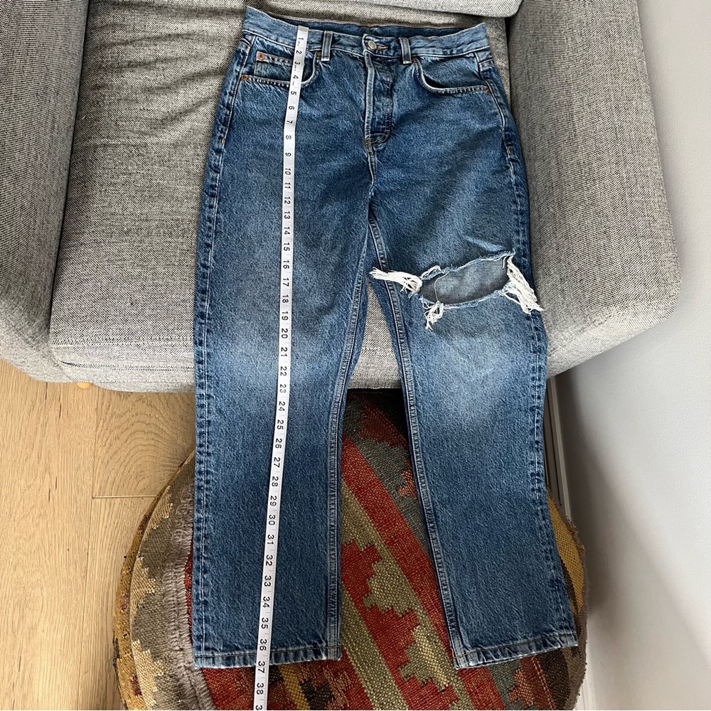 💗MUST GO free ship! Topshop Editor Ripped Straight Leg Jeans Mid Blue - Picture 2 of 9